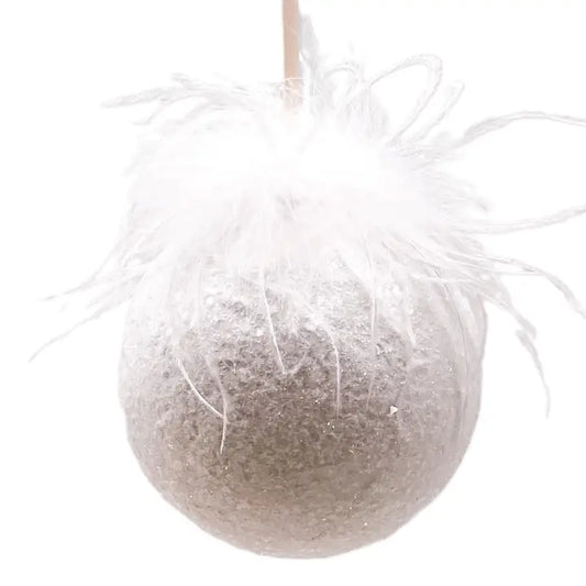 4" White Ostrich Bauble Ornament