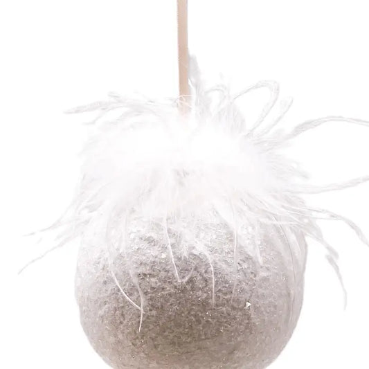 6" White Ostrich Bauble Ornament