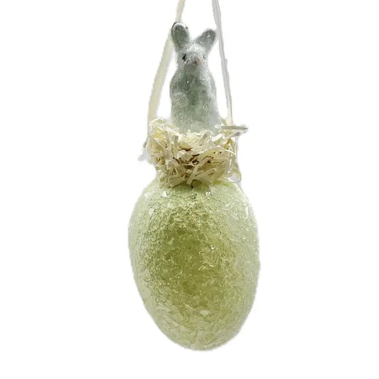 5" Mint Bunny on Egg Ornament
