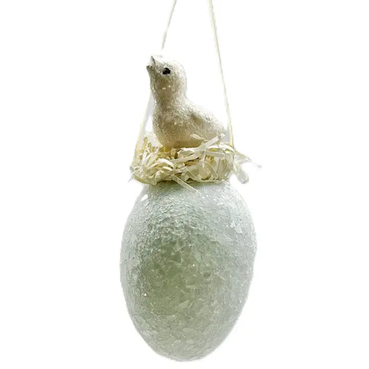 4.5" Chick on Blue Egg Ornament