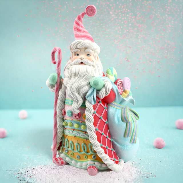 Candy Santa figurine with candy details.