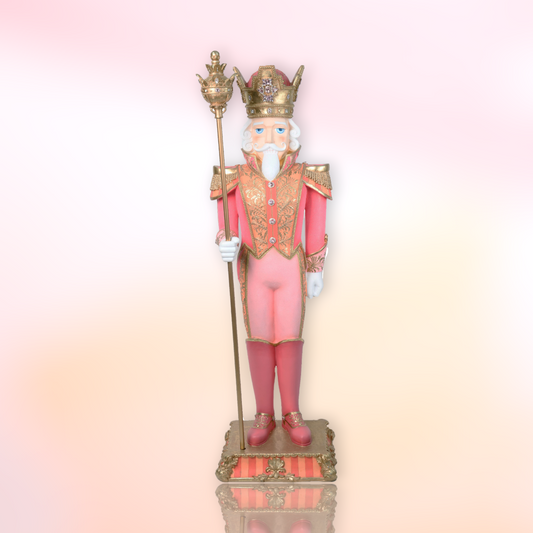6' Nutcracker w/ Staff Pink Gold