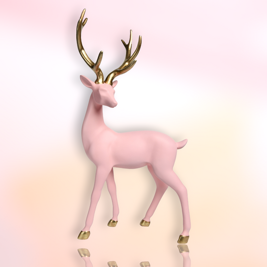Pink and gold deer figurine with a standing pose.
