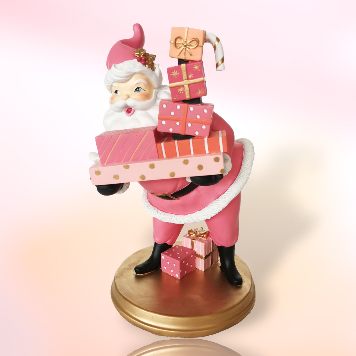 14.5" Santa w/ Gifts Pink