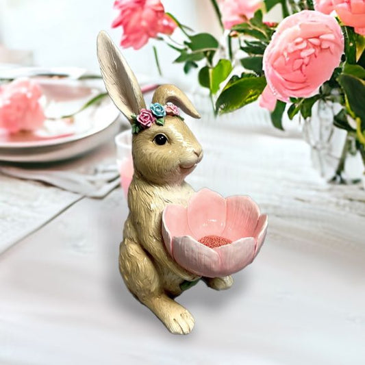 12" Bunny Flower Dish Pink
