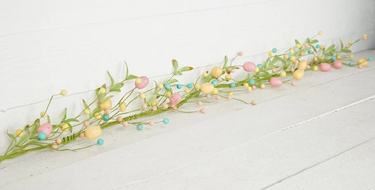 4' Garland Pastel Eggs Willow Leaves