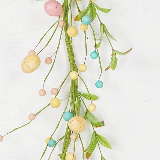 4' Garland Pastel Eggs Willow Leaves