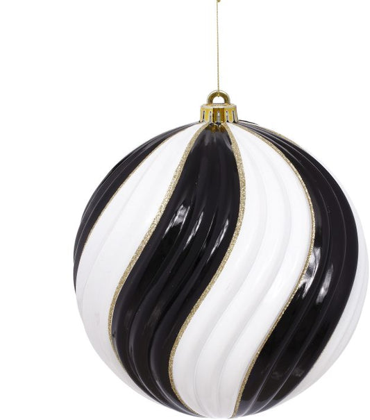 7" Black & White Ornament Spiral Ball
