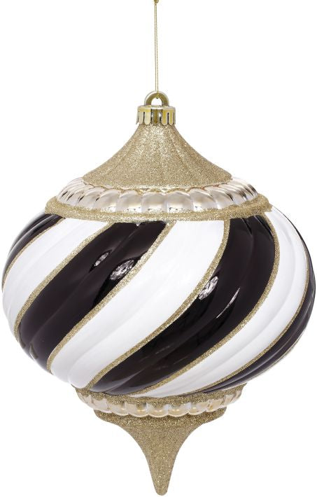 10" Black & White Ornament Spiral Onion