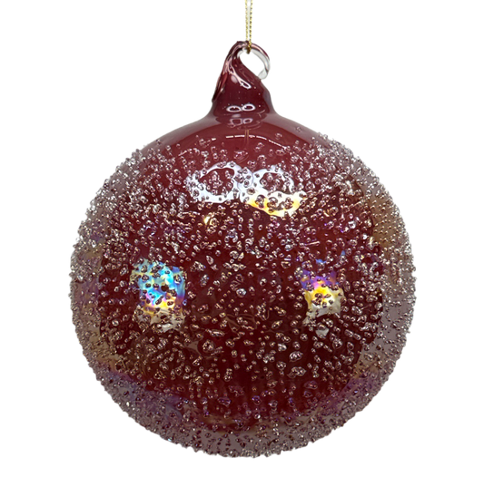 4.5" Iced Burgundy Glass Ornament