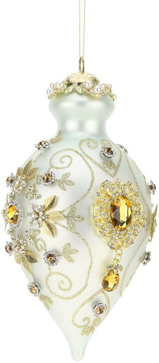 8" King's Jeweled Finial Ornament Sage