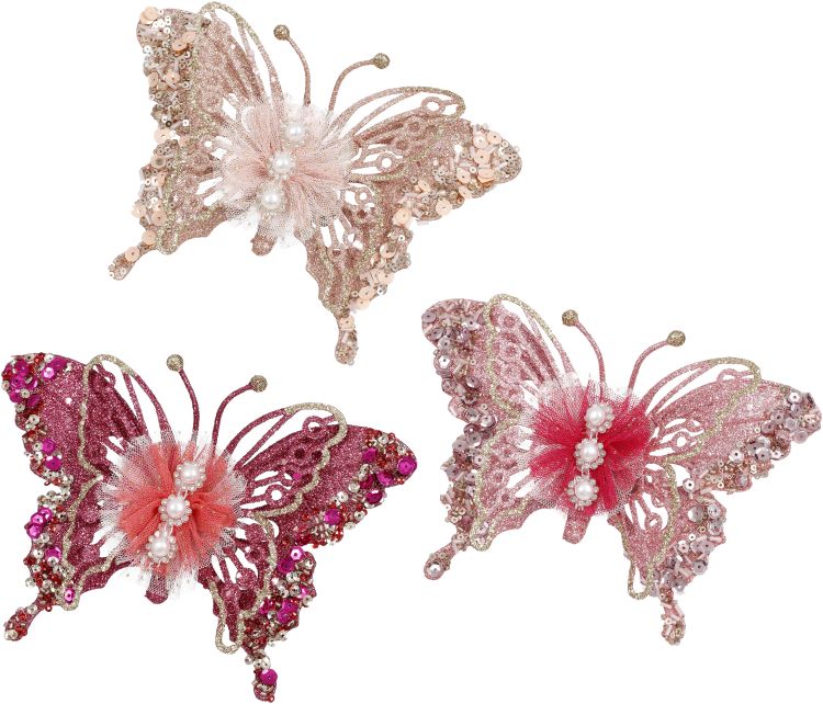 Pink champagne gem butterfly, 9 inches