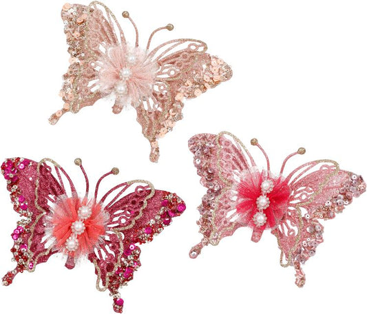 Pink champagne gem butterfly, 9 inches