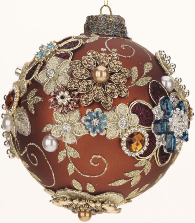 Copper jeweled ball ornament