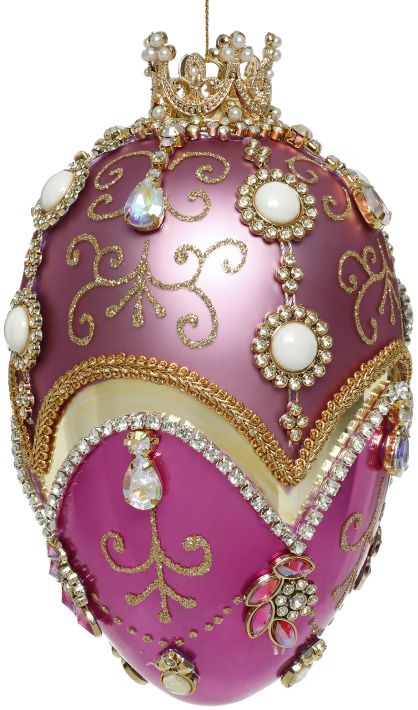 7" Purple Faberge Jewel Egg Ornament