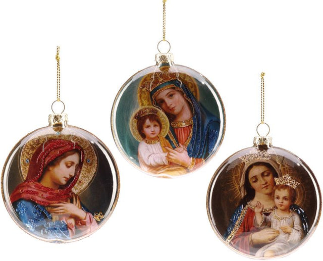 Nativity disc ornament with a religious motif.