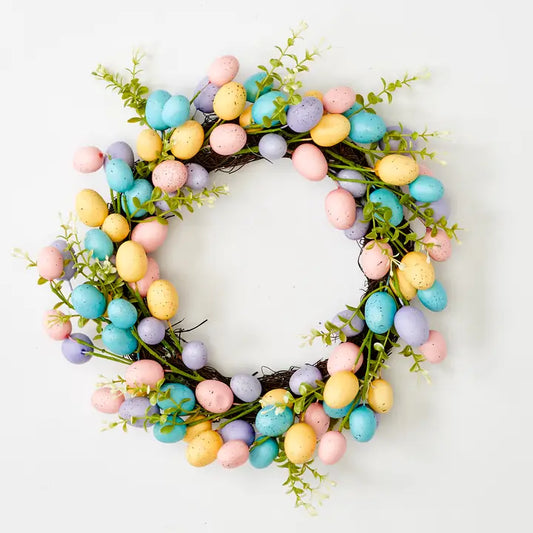 16" Easter Eggs Wreath on Natural Twig Base