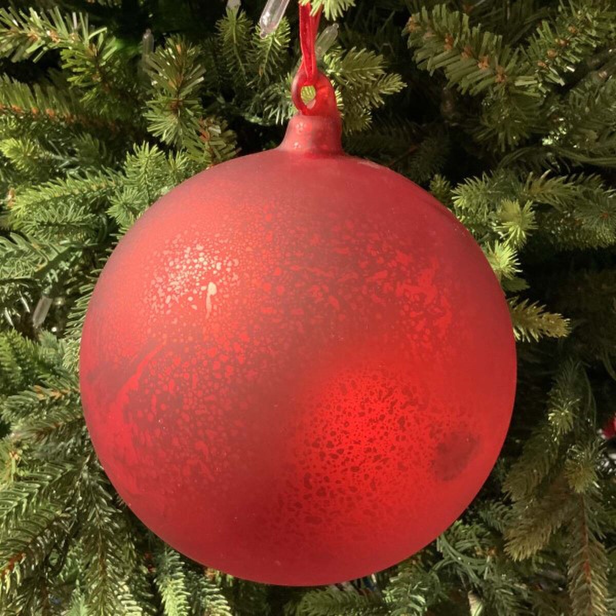 6" Matte Red Mercury Glass Ball Ornament