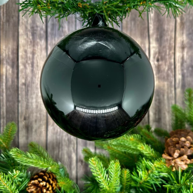 Black shiny glass ball ornament.
