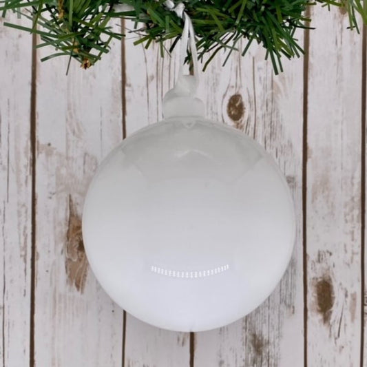100mm Shiny White Glass Ball Ornament