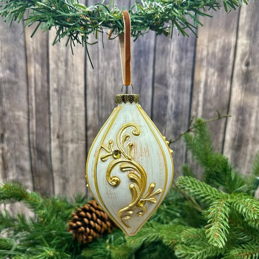 100mm White Gold Antique Ornament