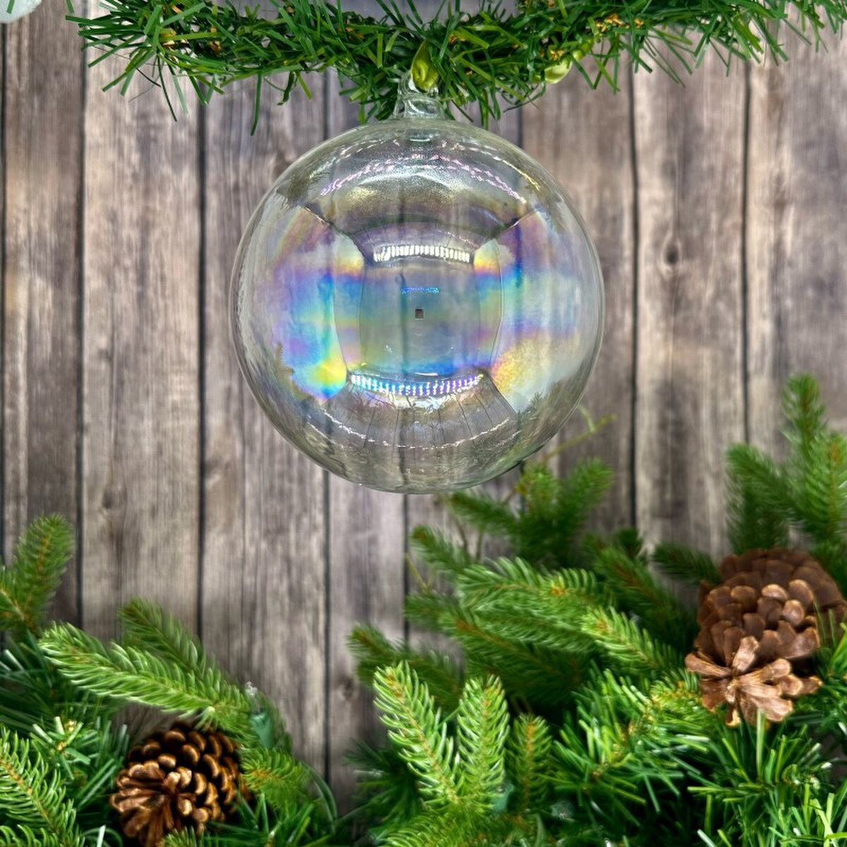 120mm Clear Iridescent Glass Ball Ornament