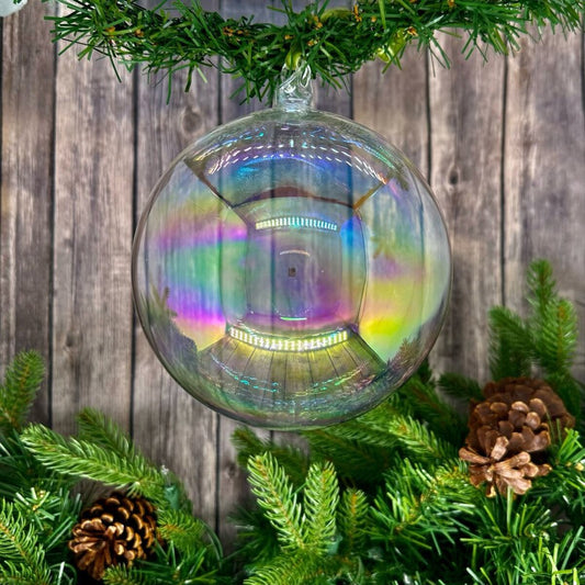 150mm Clear Iridescent Glass Ball Ornament