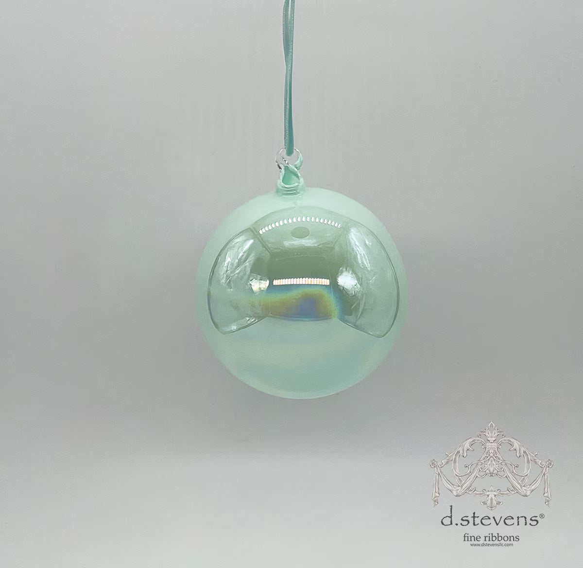 4" Seafoam Iridescent Glass Ball Ornament