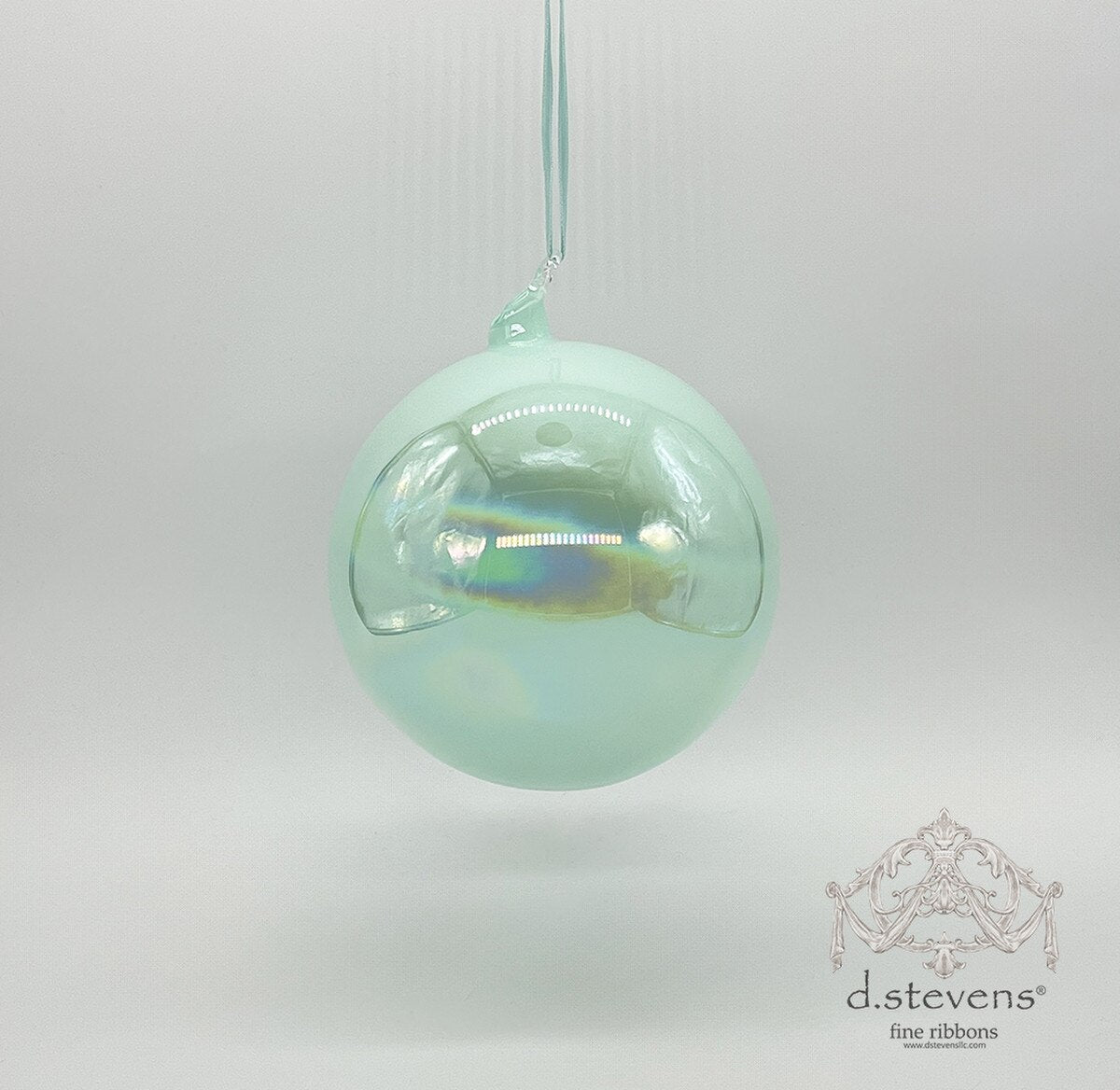6" Seafoam Iridescent Glass Ball Ornament