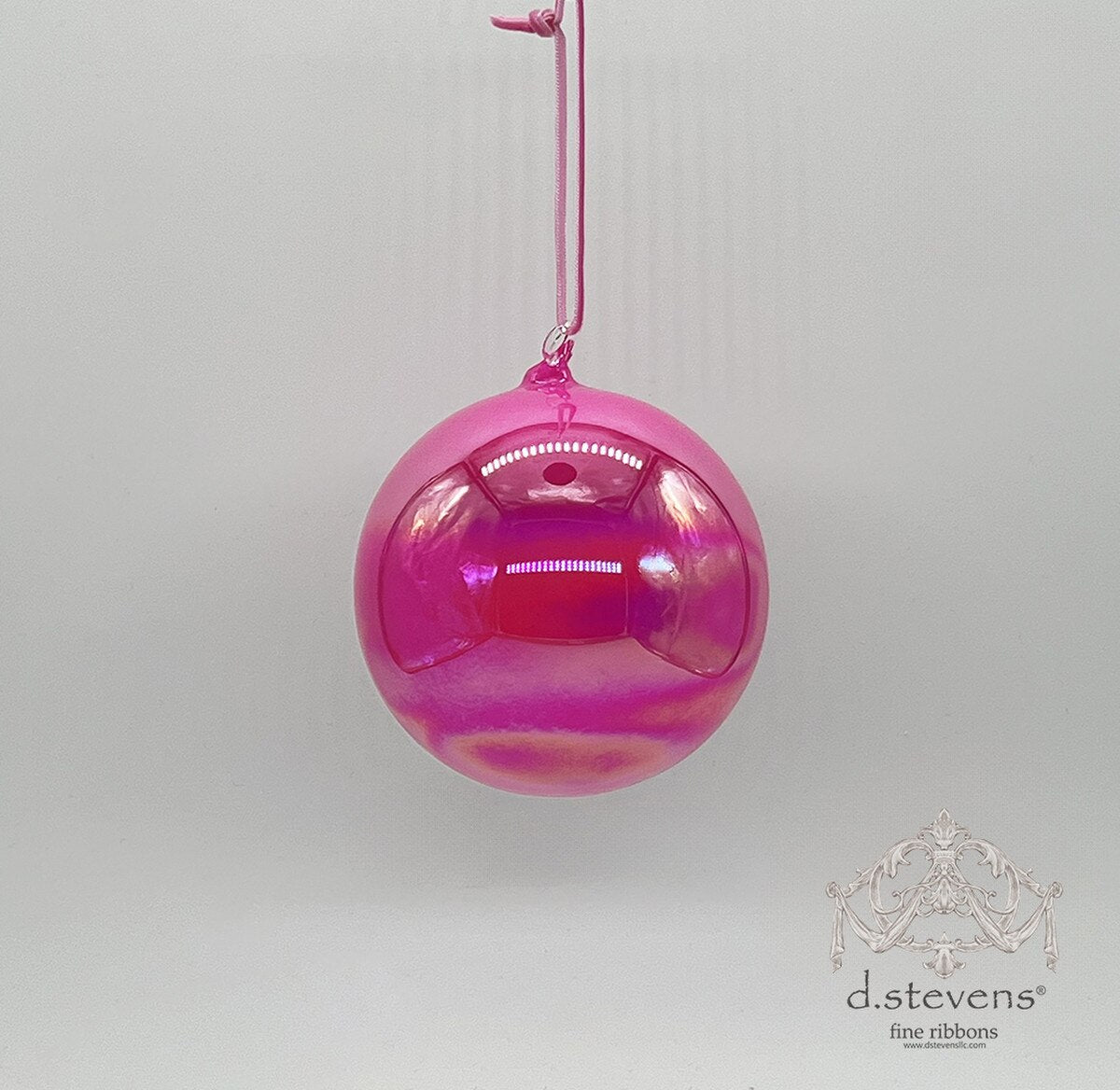 4" Hot Pink Iridescent Glass Ball Ornament