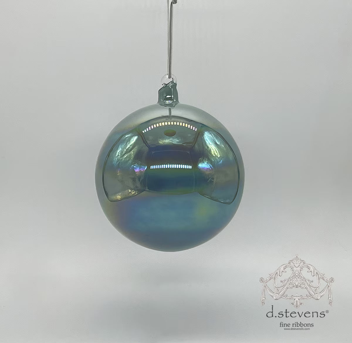 6" Steel Grey Iridescent Glass Ball Ornament