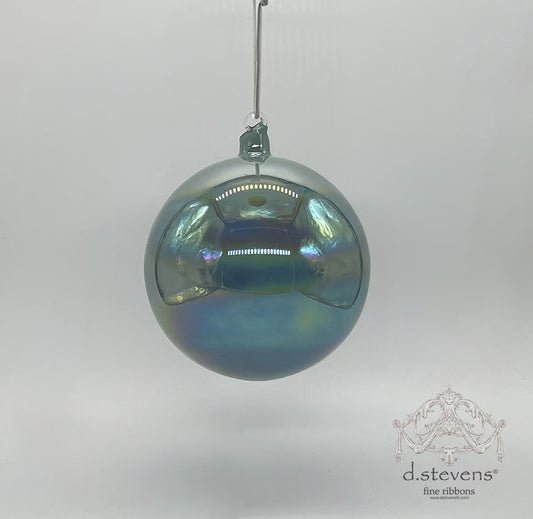 6" Steel Grey Iridescent Glass Ball Ornament