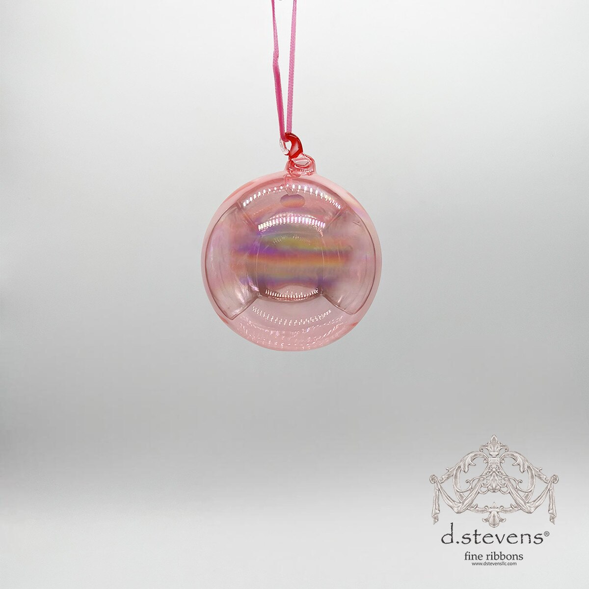 100mm Clear Pink Glass Ball Ornament