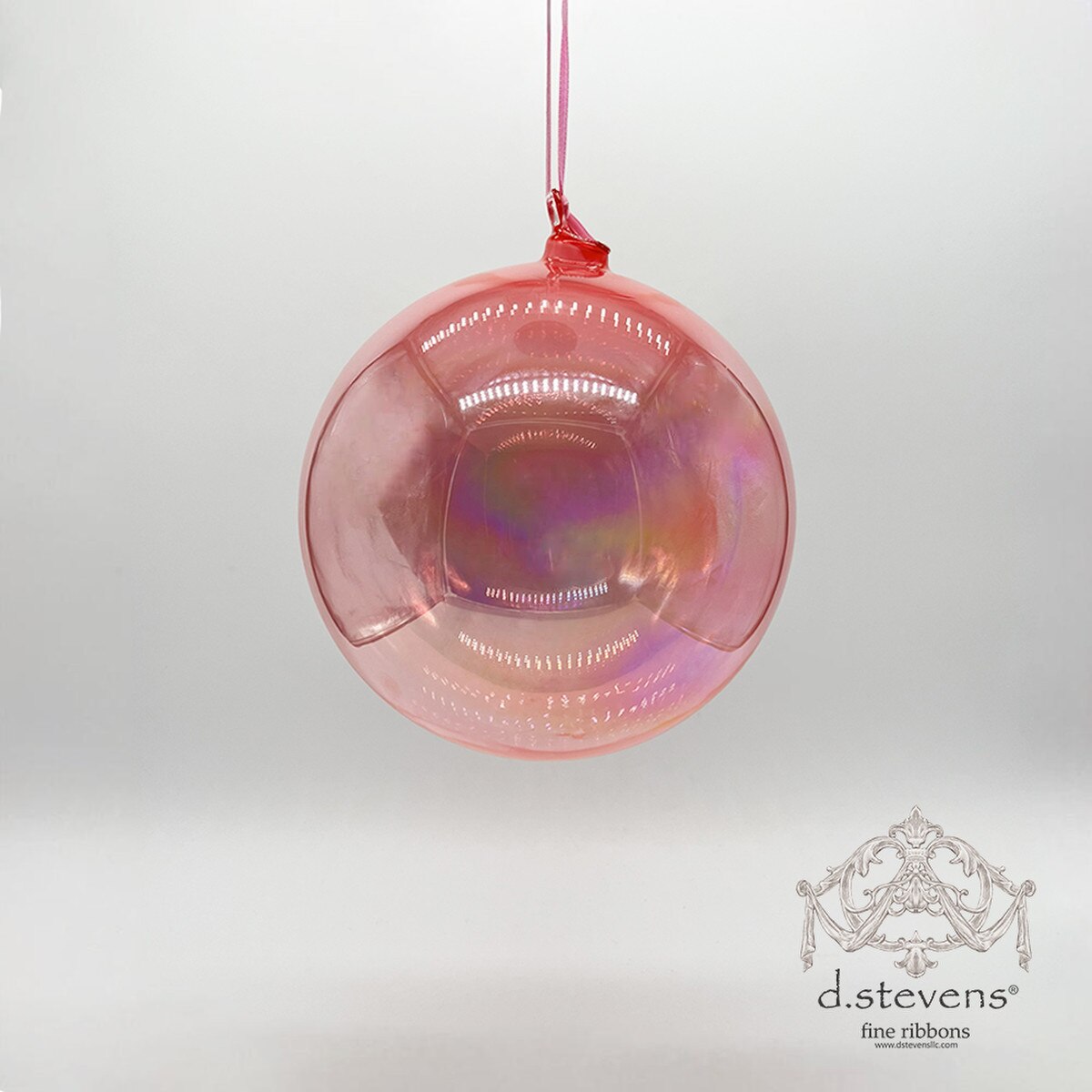 150mm Clear Pink Glass Ball Ornament
