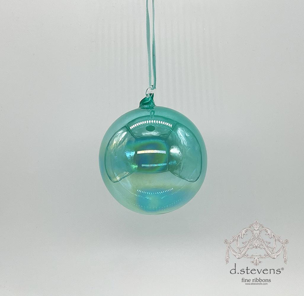 4” Aqua Clear Glass Ball Ornament