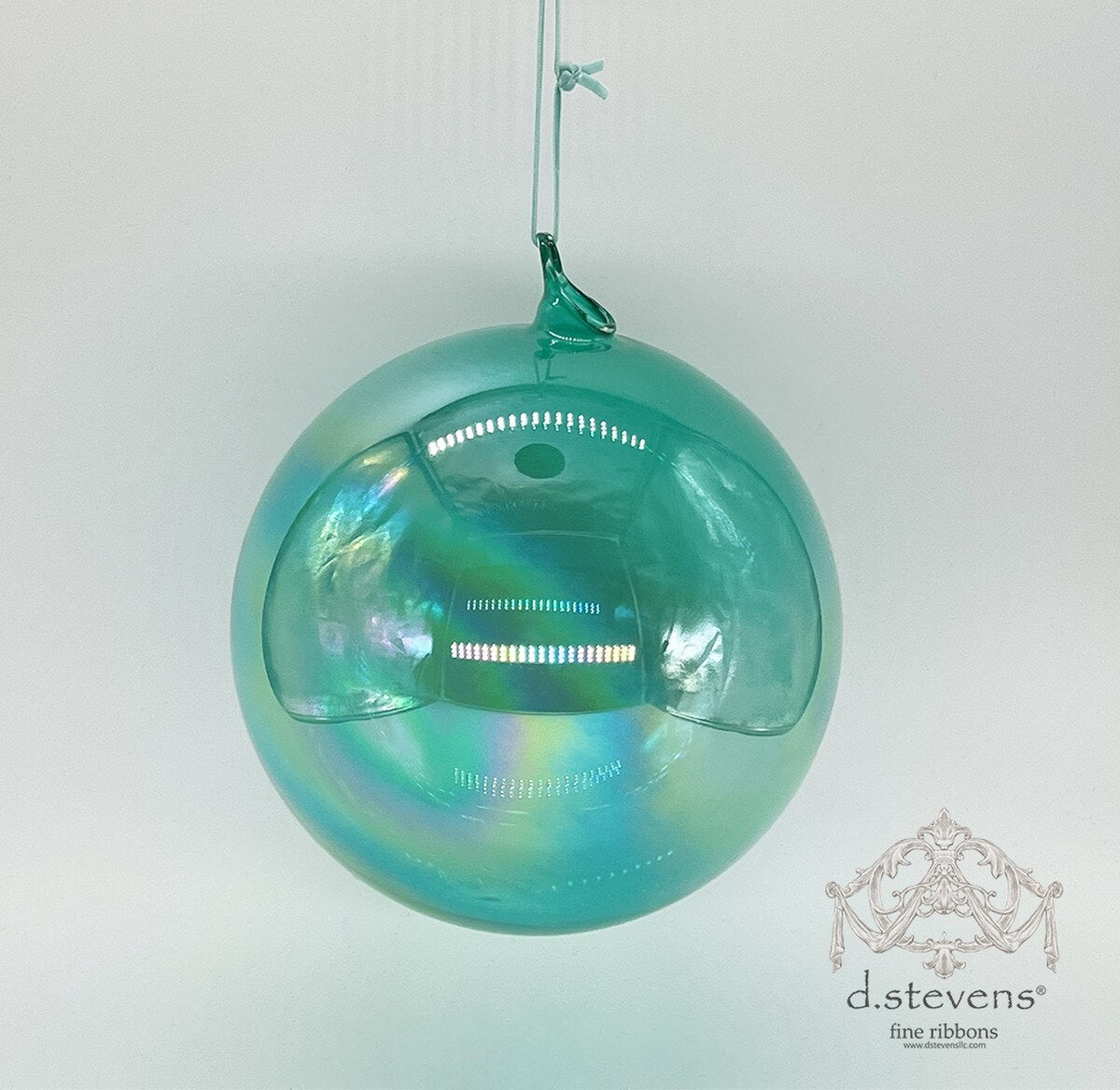 180mm Clear Aqua Glass Ball Ornament