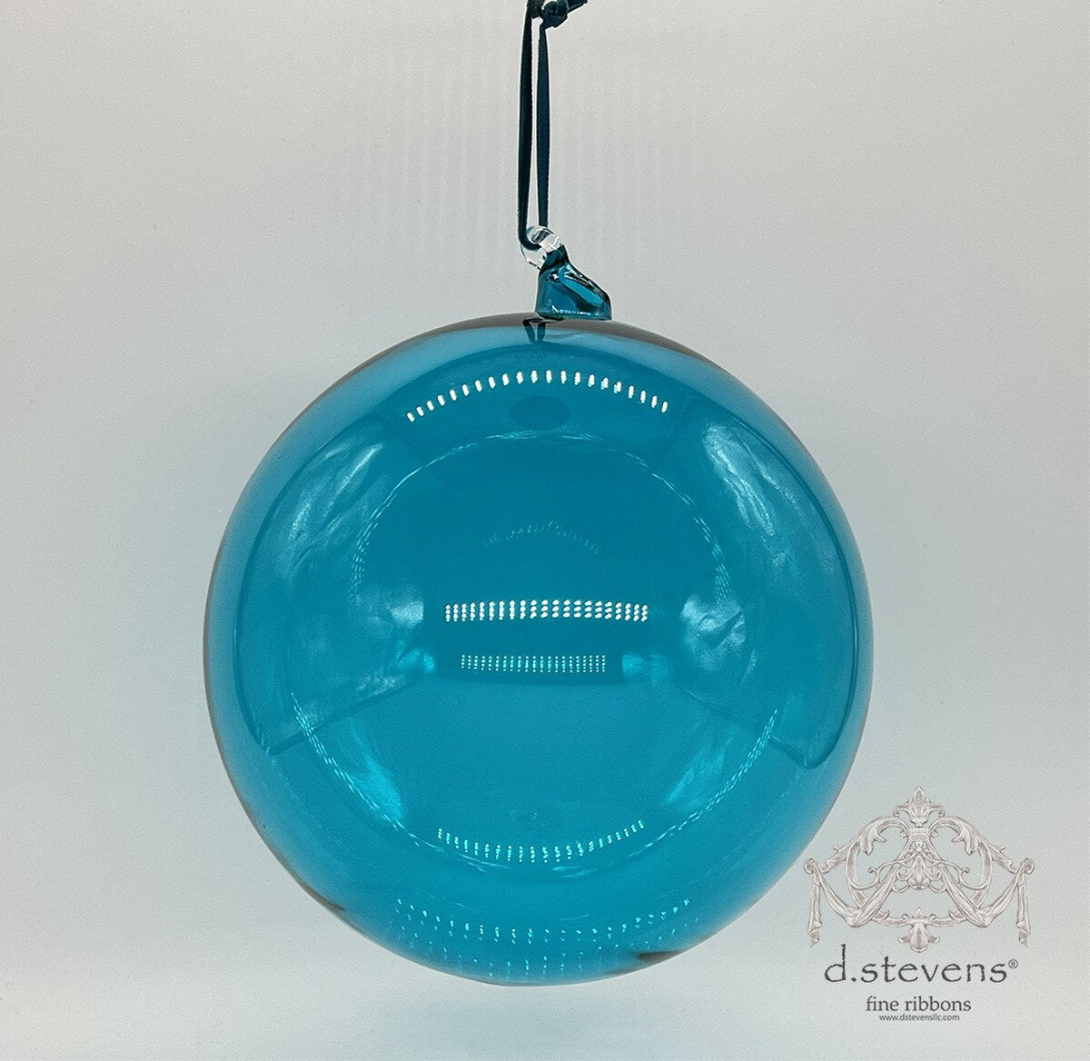 Aqua clear glass ball ornament with a sea-glass finish.