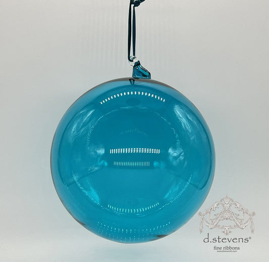 Aqua clear glass ball ornament with a sea-glass finish.