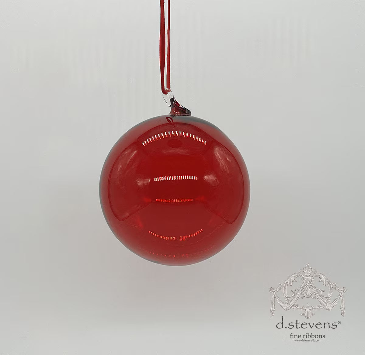 4" Clear Dark Red Glass Ball Ornament