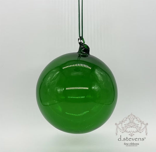 6" Emerald Clear Glass Ball Ornament