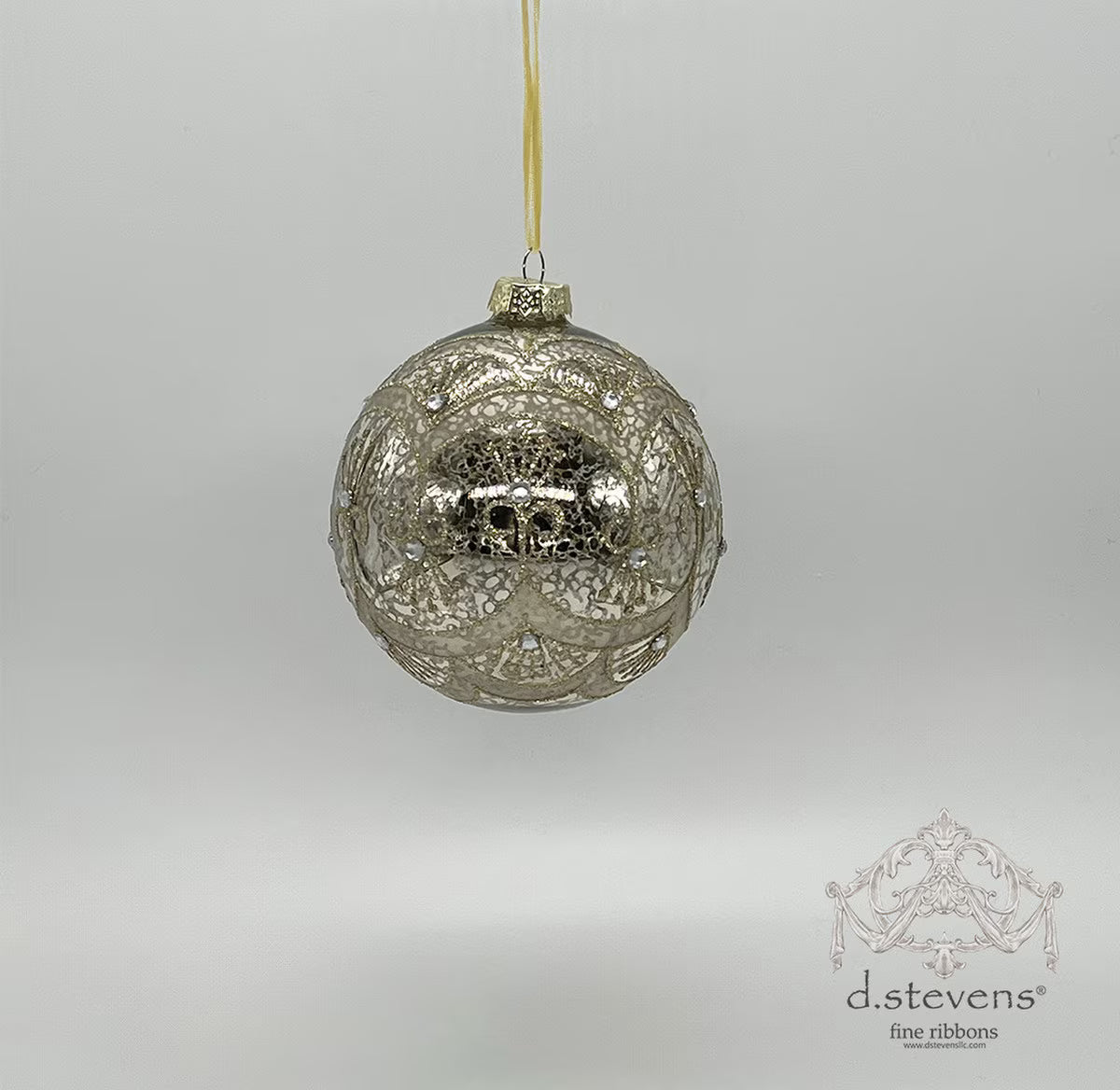 120mm Platinum Swirl Mercury Glass Ornament
