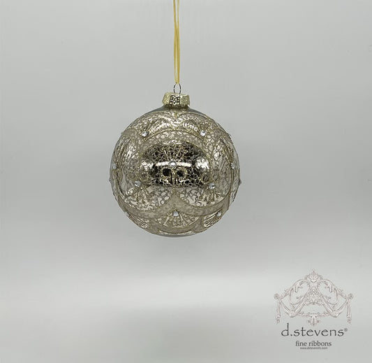 120mm Platinum Swirl Mercury Glass Ornament