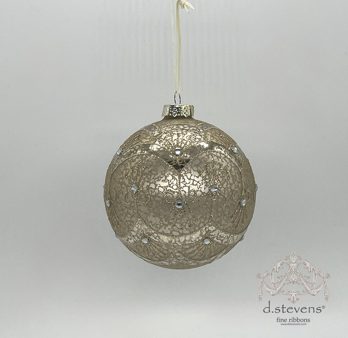 120mm Light Gold Swirl Mercury Glass Ornament