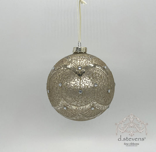 120mm Light Gold Swirl Mercury Glass Ornament