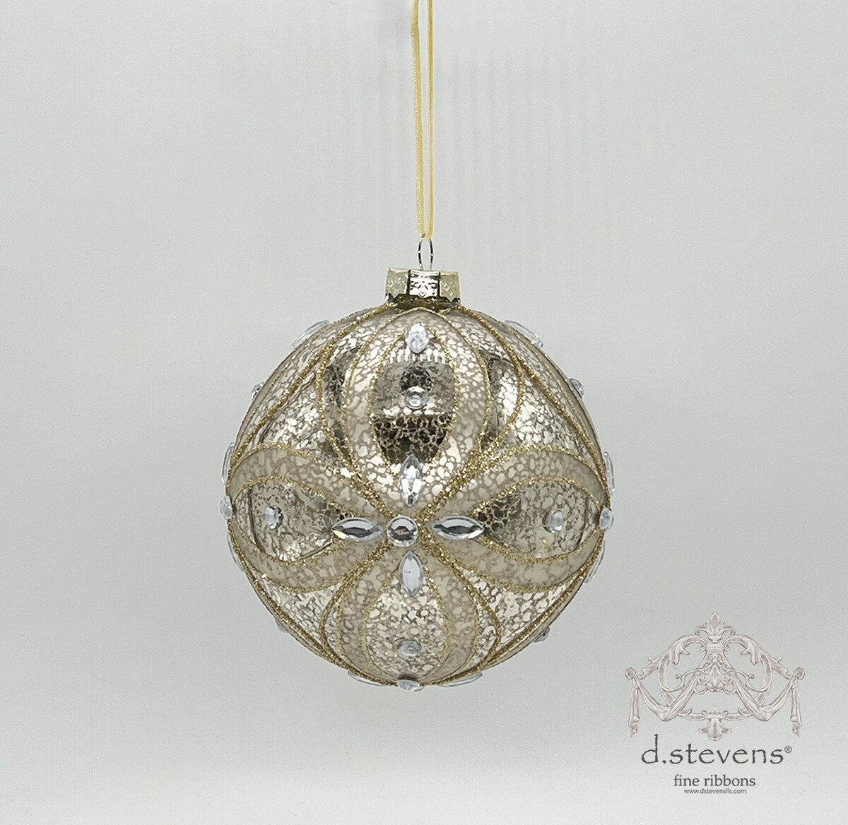 120mm Platinum Jewel Mercury Glass Ornament