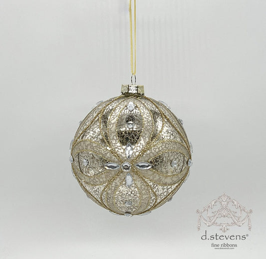 120mm Platinum Jewel Mercury Glass Ornament
