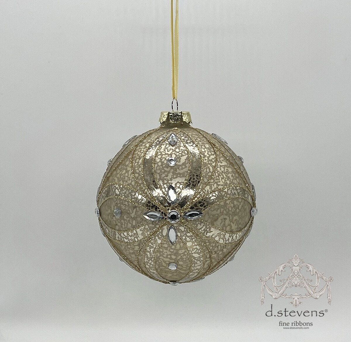 120mm Light Gold Glass Mercury Ornament