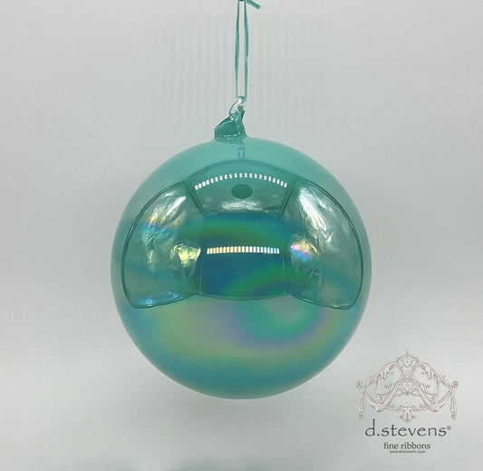 120mm Aqua Iridescent Glass Ball Ornament