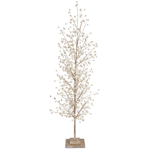 Pearl glitter tree with luminous tiered branches.