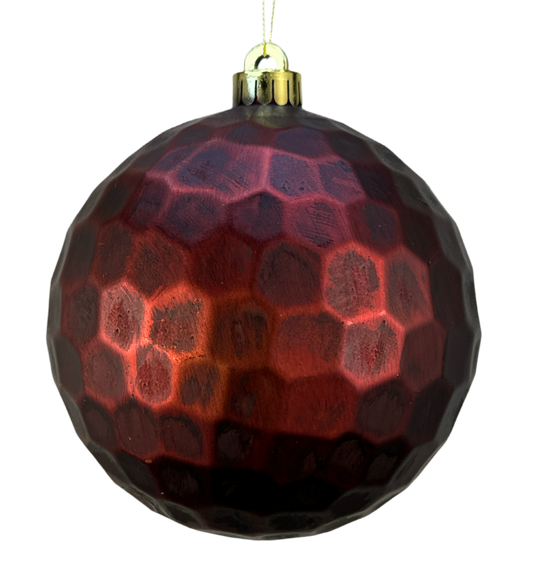 5" Faceted Burgundy Ball Ornament